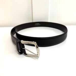 Tardini Brown Textured Genuine Italian Leather Silver Buckle Dress Belt 90 36